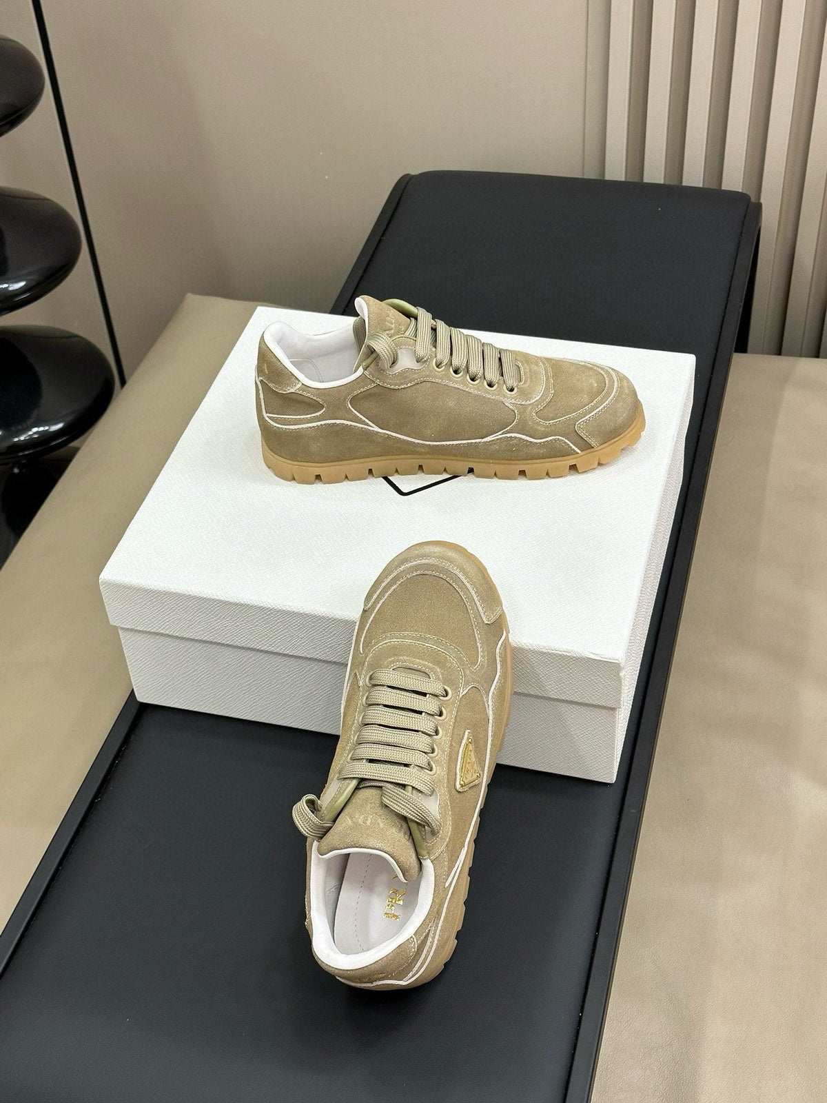 PRA TRAIL FADED SUEDE SNEAKERS LIGHT BROWN
