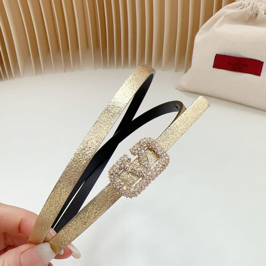 VL Belt 8mm Buckle Gold Diamond Leather Gold Black mysite