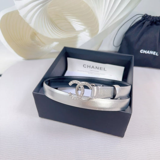CC BELT 20 MM IN SILVER SMOOTH CALFSKIN SILVER HARDWARE ATTACH RHINSTONE mysite
