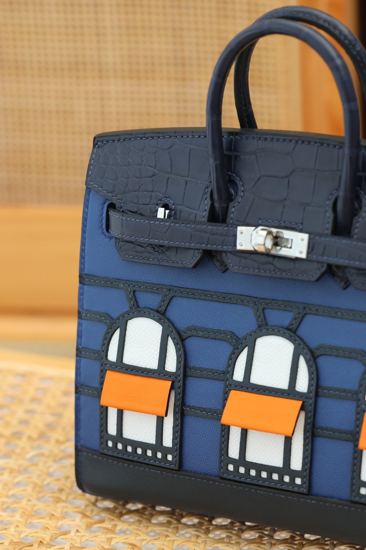 BIRKIN FAUBOURG TOUCH 20 IN NAVY MIX CLASSIC BLUE CALFSKIN WITH SILVER HARDWARE