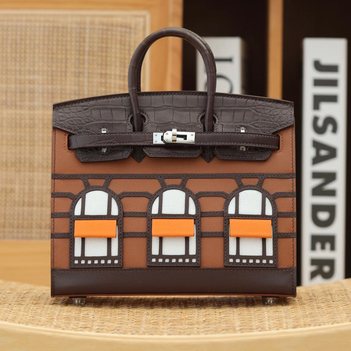 BIRKIN FAUBOURG TOUCH 20 IN CHOCOLATE MIX BRONZE BROWN CALFSKIN WITH SILVER HARDWARE