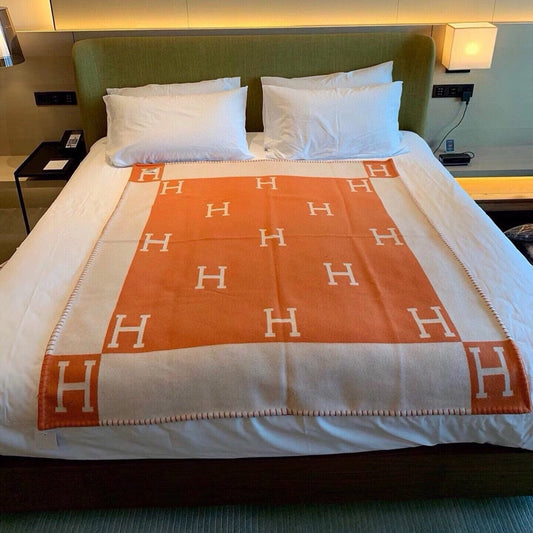 TIGRE BAYADERE BLANAVALON III THROW BLANKET IN SPANISH ORANGE CASHMERE 407145