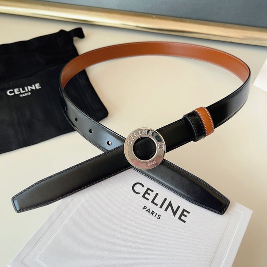 CELINE 26S BELT 25 MM IN BLACK AND BROWN CALFSKIN 636393 mysite