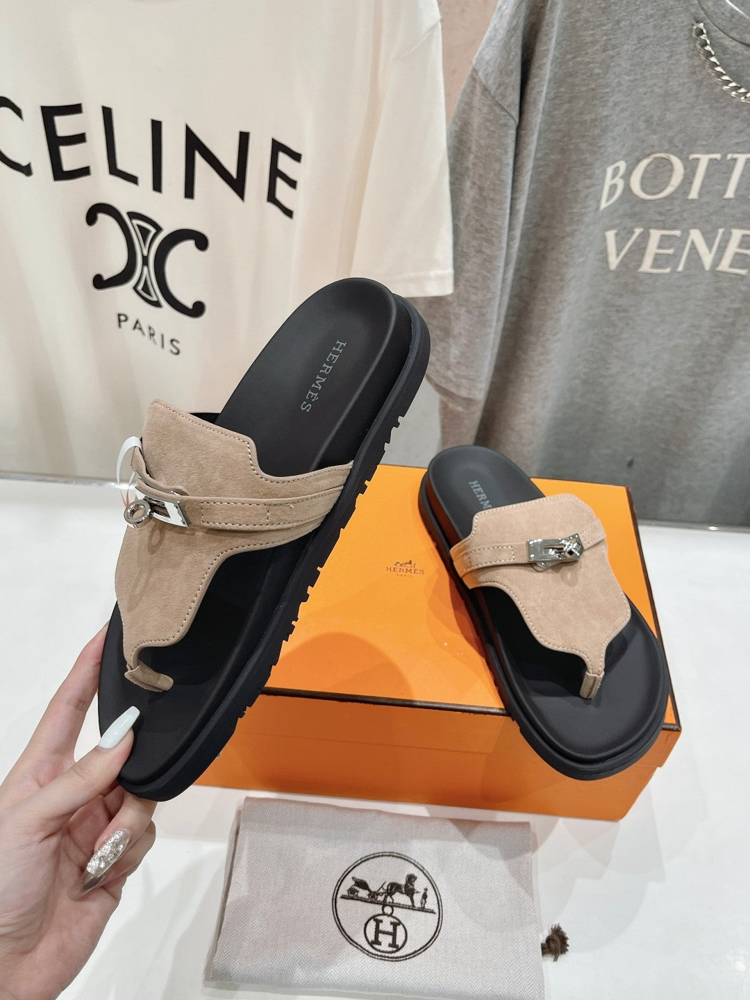 EMPIRE SANDAL BLACK MIX PASTEL PINK SUEDE