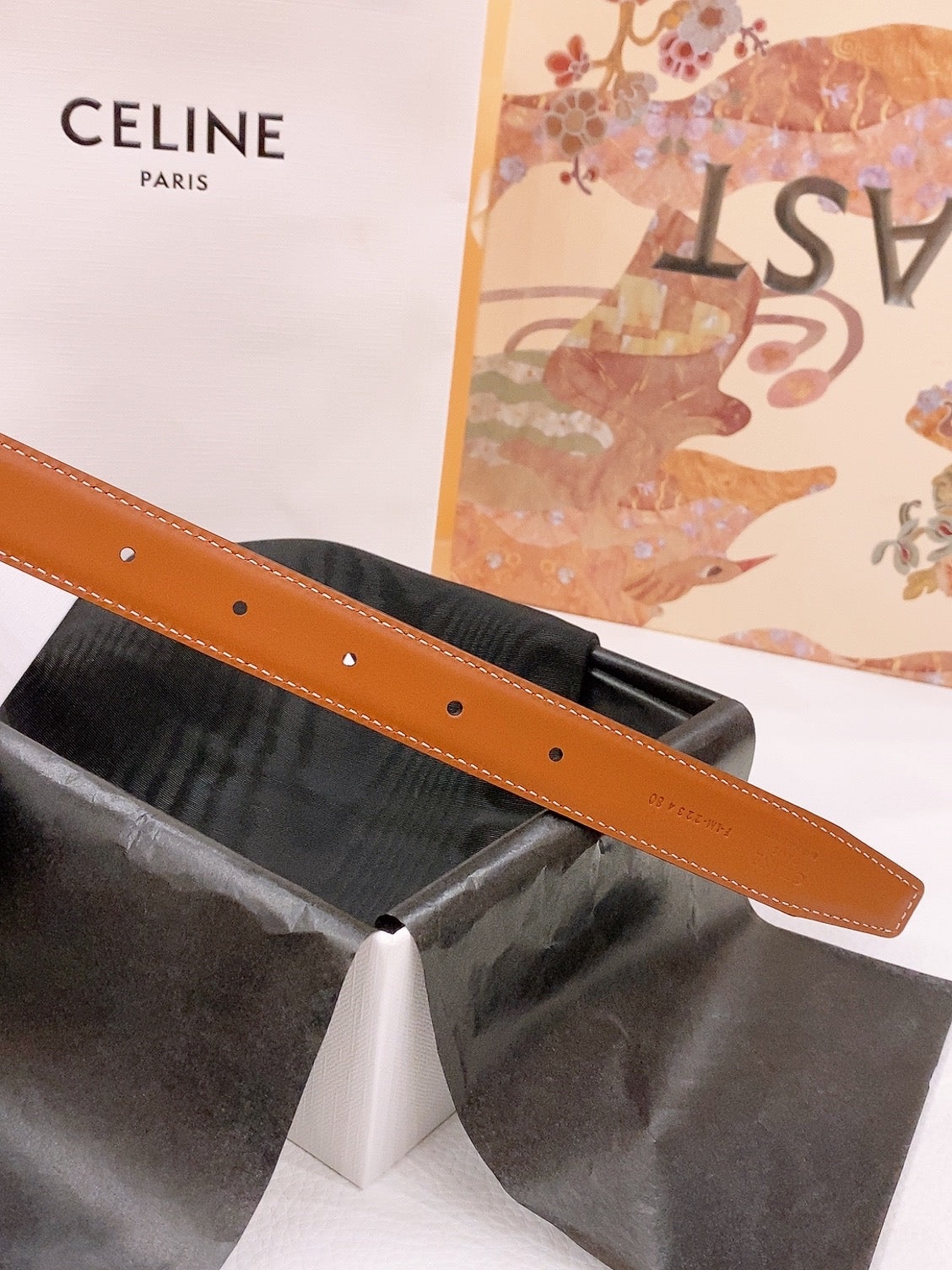 CELINE 25S BELT 25MM REVERSIBLE TRIOMPHE IN BLACK BROWN CALFSKIN 565540 mysite