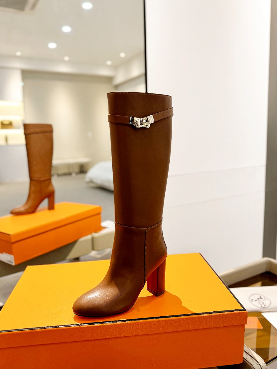 STORY BOOT 85MM IN BRONZE BROWN CALFSKIN