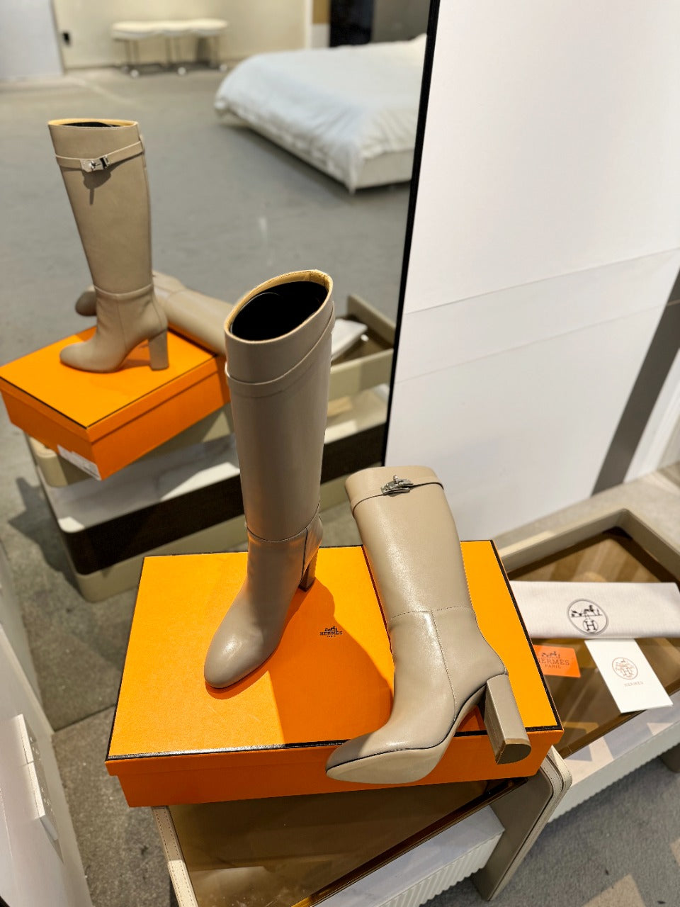 STORY BOOT 85MM IN PEANUT BROWN CALFSKIN